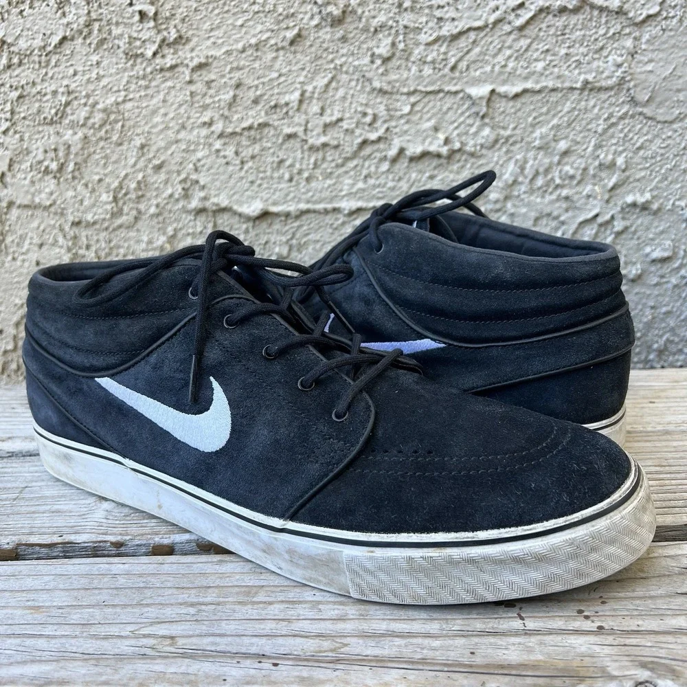 Nike Shoes Men Size 14 SB Solarsoft Portmore II 923198-011 Black Leather Suede